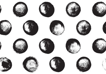 Seamless pattern of hand drawn brush spots and splashes, ink and paint textures design elements.