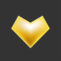 Gold heart vector sign