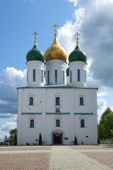 Fototapeta na wymiar Cathedral of the Assumption of the Blessed Virgin on the Cathedral square of the Kolomna Kremlin. Kolomna, Russia