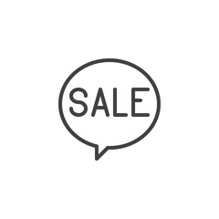 Sale inscription in speech bubble outline icon. linear style sign for mobile concept and web design. sale tag simple line vector icon. Symbol, logo illustration. Pixel perfect vector graphics