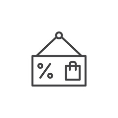 Discount shopping tag outline icon. linear style sign for mobile concept and web design. Percentage sign simple line vector icon. Symbol, logo illustration. Pixel perfect vector graphics