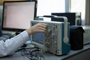 Laboratory equipment for scientific experiments. Abstract industrial background.