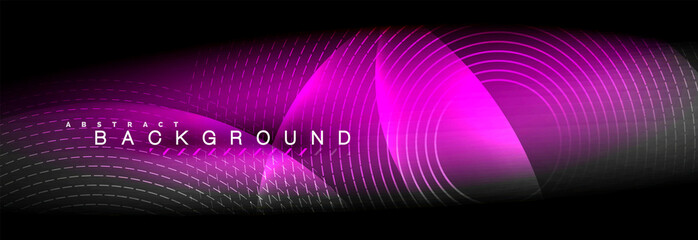 Vector blurred neon glowing circles with flowing and liquid light concept, energy magic fantastic abstract background