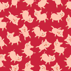 Fototapeta premium Cute pigs seamless pattern