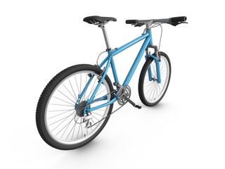 3D Rendering blue bicycle isolated on white background