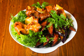 Baked eggplant and pepper