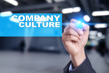 Company culture text on virtual screen. Business, technology and internet concept.