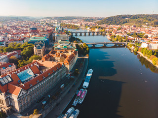 Fototapeta premium aerial view of autumn prague