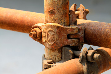 rusty metal scaffolding elements