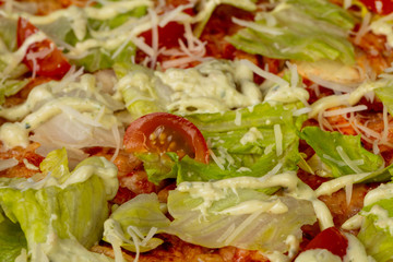 Pizza Caesar with salad