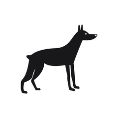 Dog black symbol simple fill on white background logo doberman pinscher