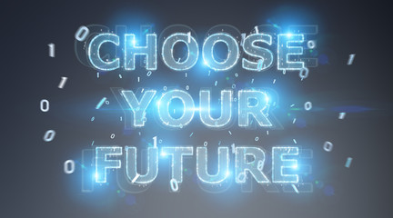 Future decision text interface 3D rendering