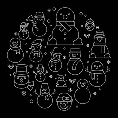 snowman icon on background for christmas holidays