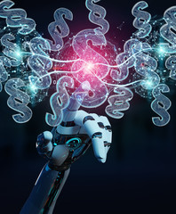 Cyborg judge using 3D rendering digital paragraph law symbol