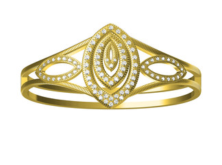 Bracelet jewelry diamonds gem gold platinum white gold isolated on white , 3D illustration.