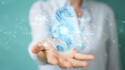Businesswoman using 3D rendering digital paragraph law symbol