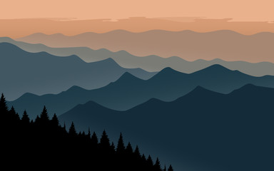 mountains landscape - vector illustration