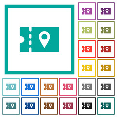 discount coupon location flat color icons with quadrant frames