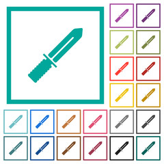 Knife flat color icons with quadrant frames