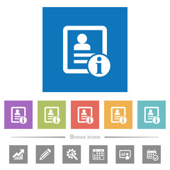 Contact information flat white icons in square backgrounds