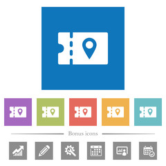 discount coupon location flat white icons in square backgrounds
