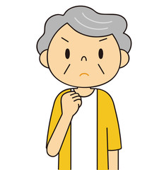 シニア　女性　握りこぶし　おばあちゃん　二頭身