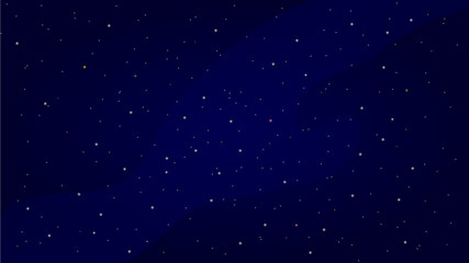 Fototapeta na wymiar Night sky vector illustration. Dark gradient blue sky with Milky Way and many different color stars. Realistic, calm and deep picture.
