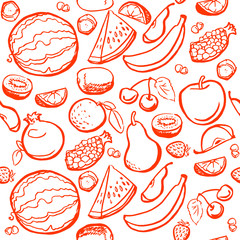 Seamless pattern with fruits vector