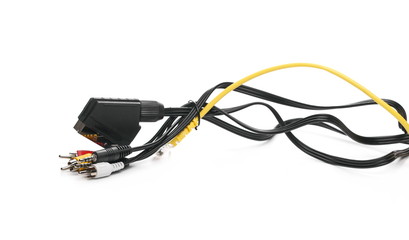 Telecommunication cables, isolated on white background