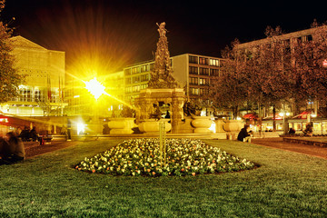 Mannheim, Germany, Grupello, Paradeplatz, City, Night, Sun, Party nightlife flowers