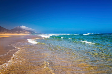 Cofete beach on Fuerteventura in the Canary islands. 
