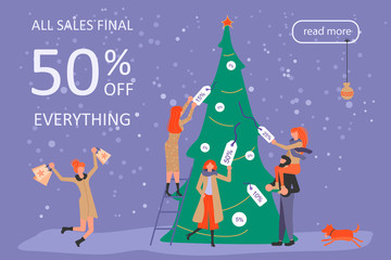 Fototapeta premium Horizontal Banner for Christmas sale