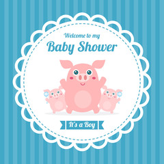 baby shower card with cute pig