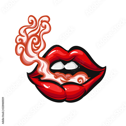 Bright Red Lips Smoking
