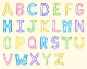 Set of colorful capital alphabet balloons