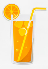 A glass of fresh orange juice icon isolated