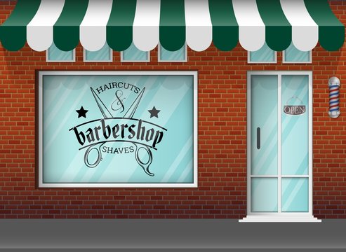 Barbershop storefront building background