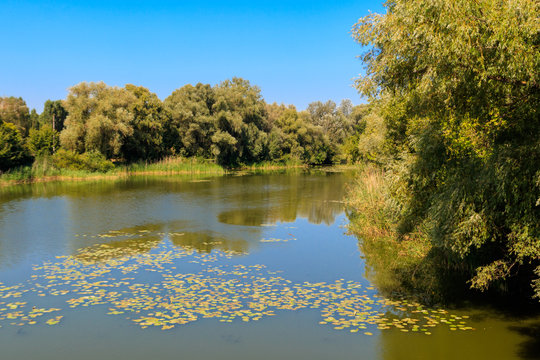 View on the Khorol river in Myrhorod, Ukraine