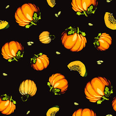 Colorful pumpkin sketch hand drawn illustration. Farm market product.