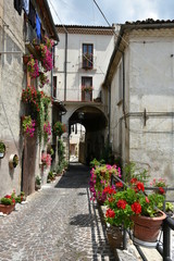 A street in Pacentro, a medieval village in the Abruzzo region, Italy