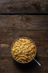 Cornflakes in a plate. Top view