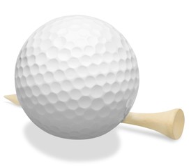 golf ball with a golf tee