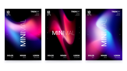 Abstract Vivid Colorful A4 Posters Set. Trendy Fluid Gradient