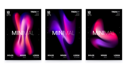 Abstract Vivid Colorful A4 Posters Set. Trendy Fluid Gradient