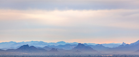 Striking mountains in Arizona under a hazy sky