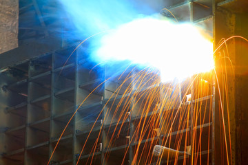 electric spark in a welding scene