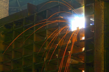 electric spark in a welding scene