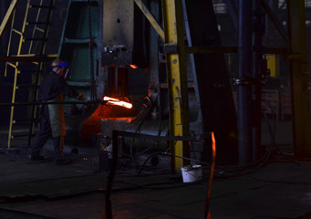 Heavy industry metallurgical plant sparks stove metall. Plant for the production of steel. Factory...