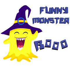 Vector t-shirt print design. Illustration with inscription and monster. Print t-shirts, background for children, stylish clothes, vintage print. Monster artwork. Hand Drawn vector illustration.