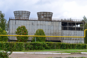 Industrial landscape. Tourism in industrial plants. Cooling towers